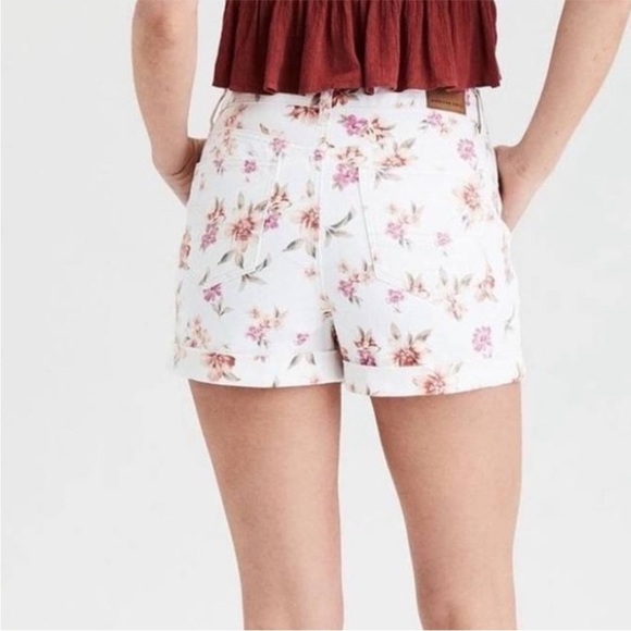 American Eagle White with Pink and Orange Floral Print Mom Shorts. Size 14. - Picture 16 of 16